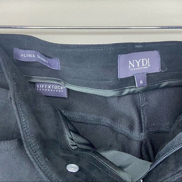 NYDJ NWT Black Velvet/Velour Mid-Rise Alina Ankle Legging/Pants Size 6 - Picture 5 of 7